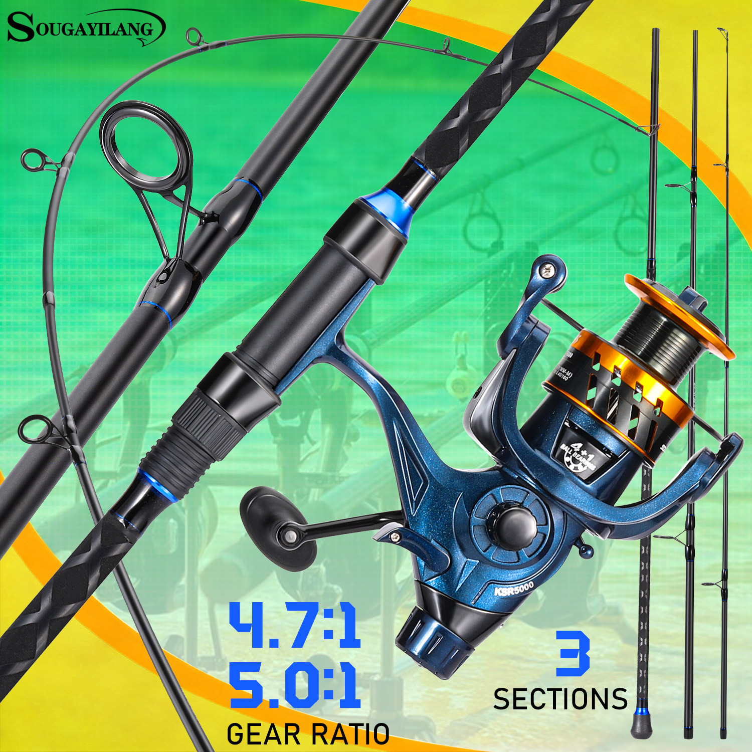 Sougayilang 3 Sections Surf Fi - Fishing Rod Carbon Fiber recensie en prijs