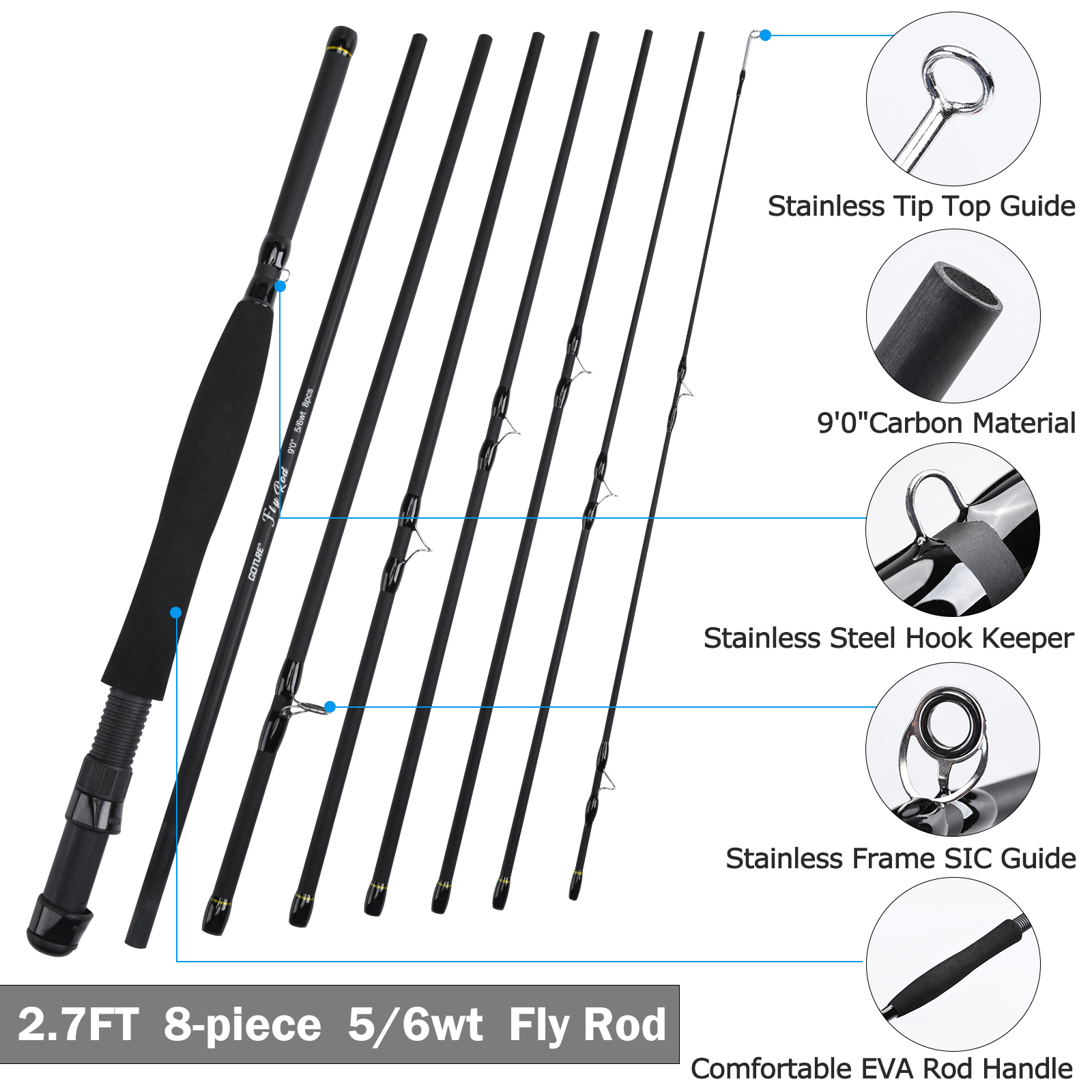 Goture 8Section Travel Fly Fis - Fishing Rod Fly recensie en prijs
