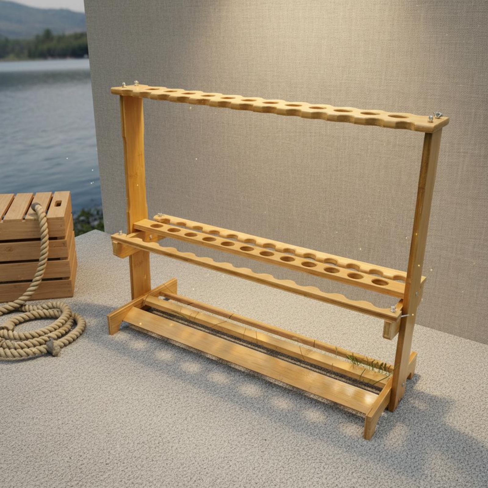 Bamboo Fishing Rod Rack Circul - Fishing Rod Rack recensie en prijs